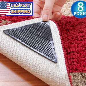 Rug Grippers Reusable Carpet Rubber Anti Curling Non Slip Skid Pads - 8pc Set