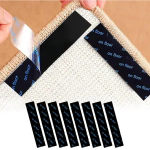 Rug Gripper 8 PCS, Reusable & Anti-Slip Grippers Rectangular-8PCS, Black