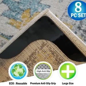 Rug Carpet Grippers Rubber Anti Curling Non Slip Skid Reusable Pads Stickers 8pc