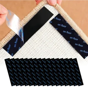 Rug Gripper 16 PCS, Reusable & Anti-Slip Rectangular-16PCS, Black