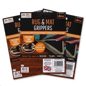 A2Z Non Slip Rug and Mat Grippers 4 Pack Reusable Washable Anti Curl Floor Grips