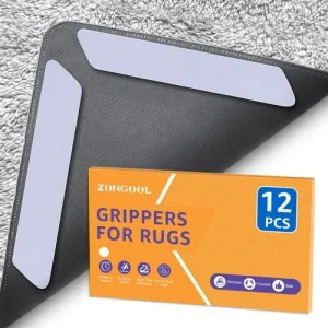 12 PCS Rug Tape, Reusable Washable Grippers for Rugs, Double Sided Non-Slip R...